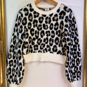 Sunday Best Fuzzy Leopard Sweater M